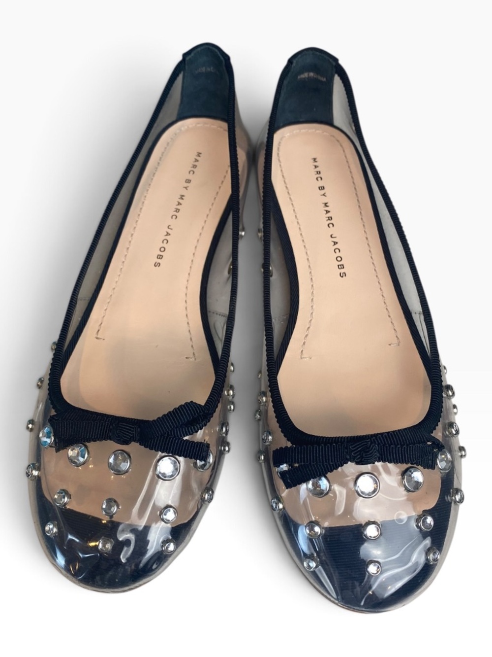 Marc by Marc Jacobs Clear Rhinestone Studded Ballet Flats EU 37